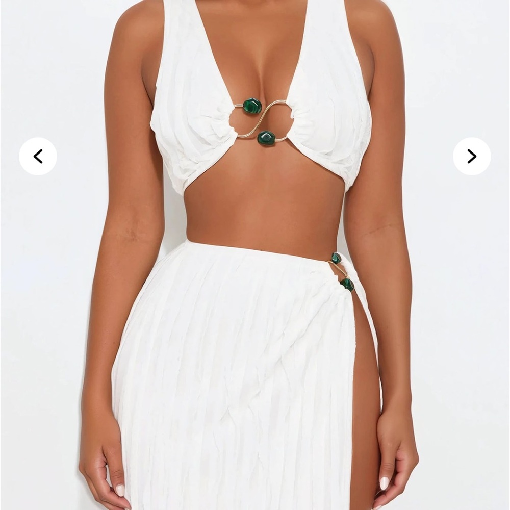 Oceanfront Elegance Maxi Skirt Set - White